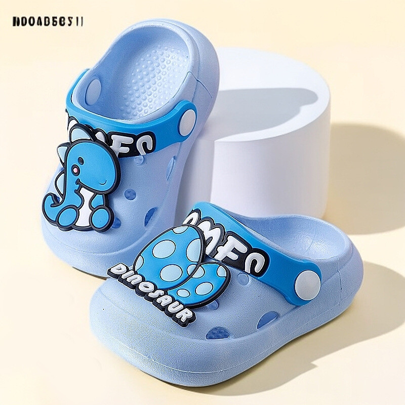 Karikatūras bērnu čības ar mīkstām zolēm, neslīd, bērnu koka tupeles, vasaras puikas un meitenes, mīļas elpojošas sandales