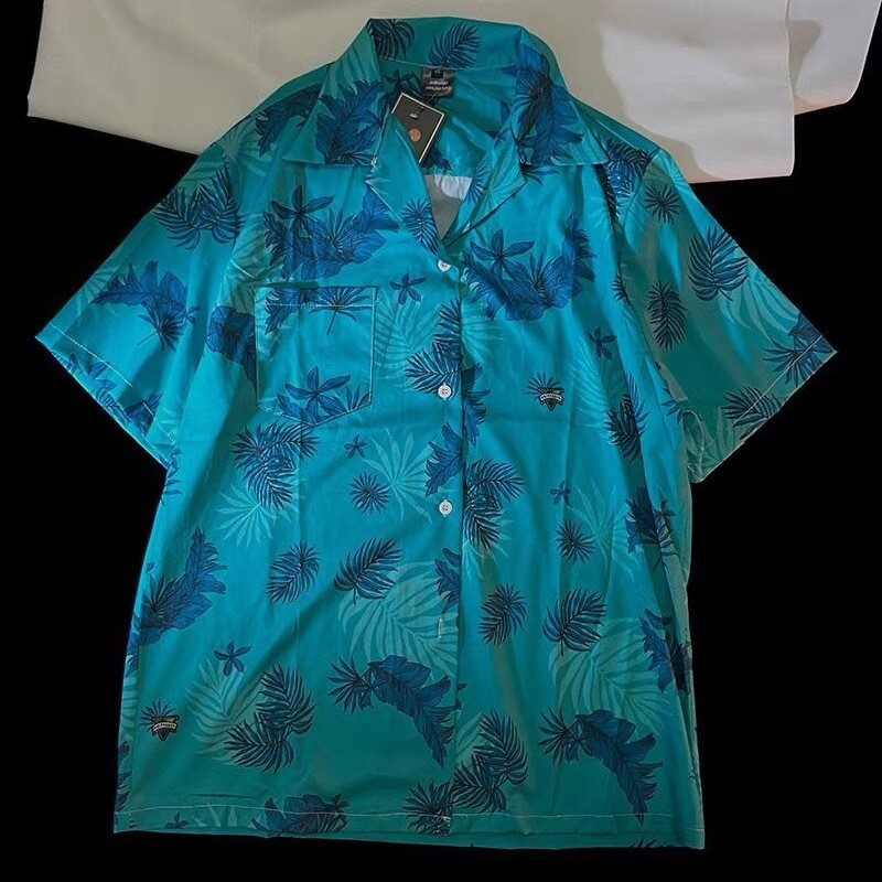 Извънгабаритна риза с кубинска яка и цветя с 300 котки за мъже и жени, свободна плажна риза с къси ръкави в стил Хонконг