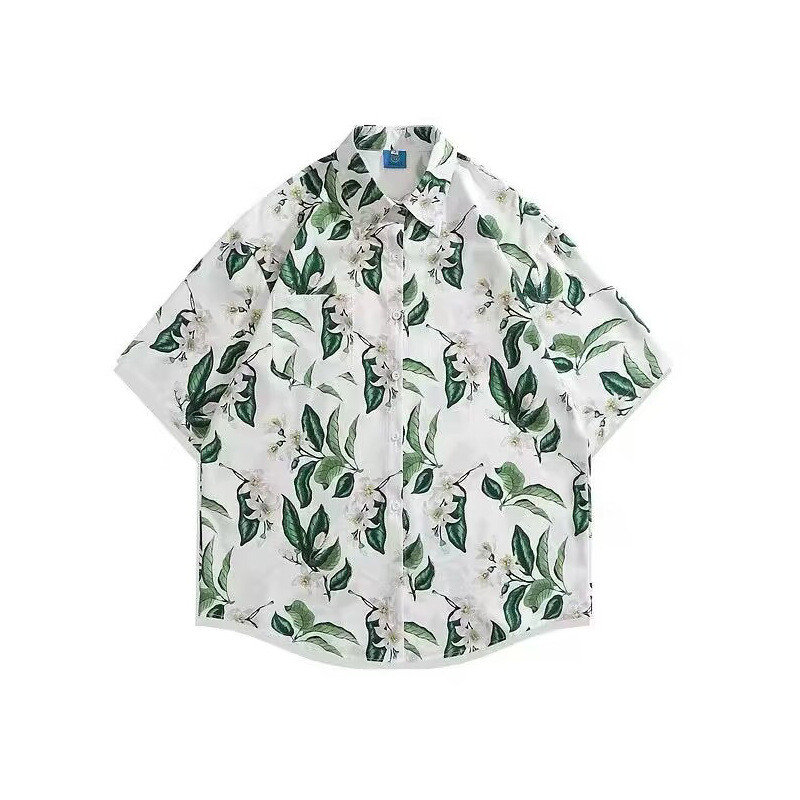 Извънгабаритна риза с кубинска яка и цветя с 300 котки за мъже и жени, свободна плажна риза с къси ръкави в стил Хонконг