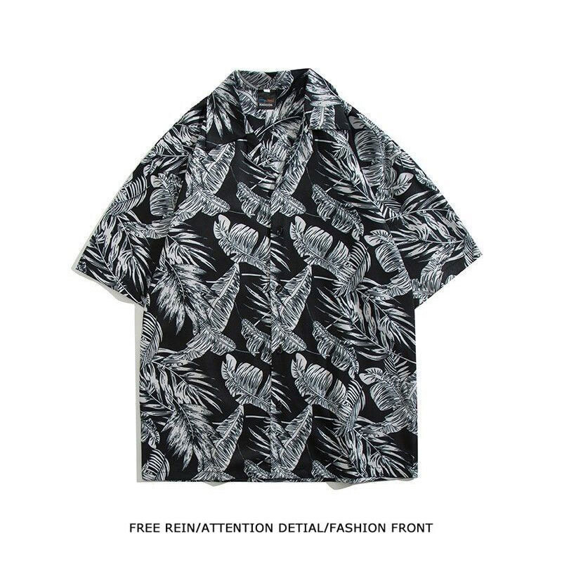 Извънгабаритна риза с кубинска яка и цветя с 300 котки за мъже и жени, свободна плажна риза с къси ръкави в стил Хонконг