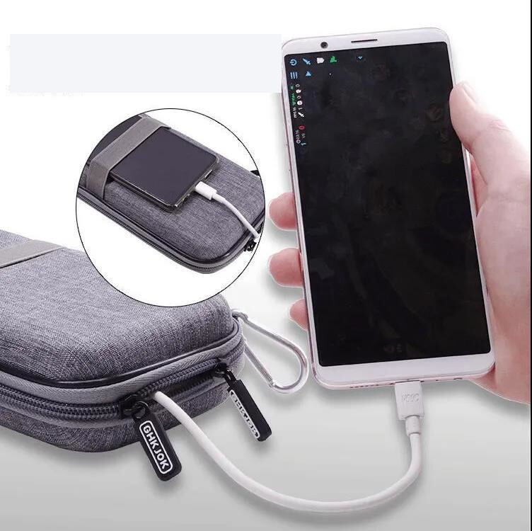 Ausinės, duomenų kabelis, skaitmeninis mobiliojo maitinimo maišelis, mobiliojo telefono įkrovimo krepšys, nešiojamas patvarus užtrauktuko krepšys
