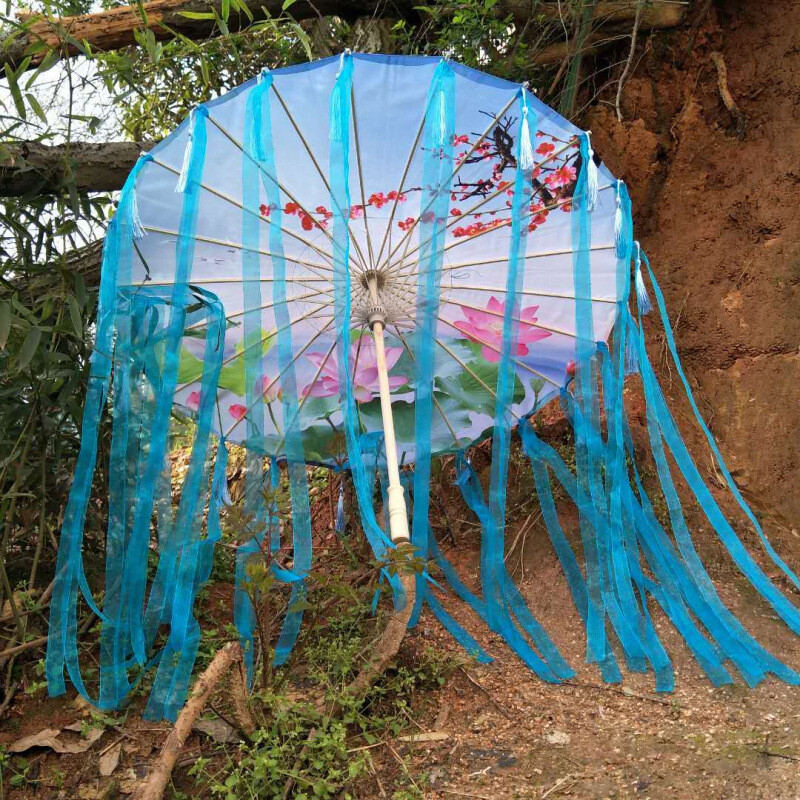 Senā stila ziedlapu pušķis lietussargs zīda lietussargs foto Hanfu lietussargu rekvizīti deju lietussargs klasisks eļļas papīra lietussargs lietussargs pjedestāla priekšnesumam