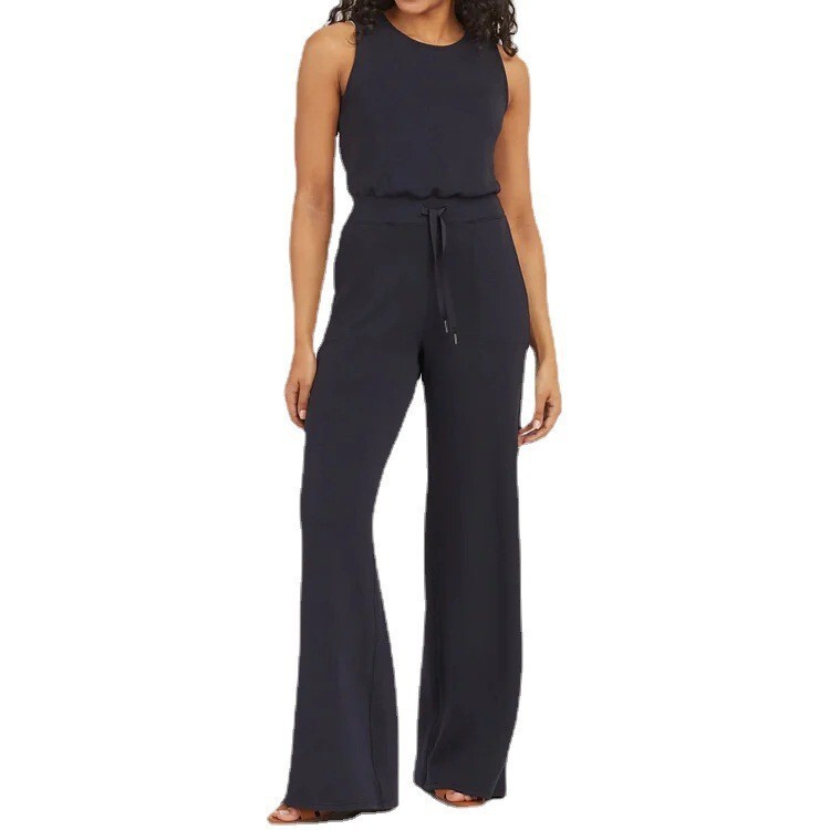 Tarpvalstybiniai Europos ir Amerikos pavasario ir vasaros moteriški drabužiai 2023 m. Nepriklausomoje stotyje karštai parduodami temperamento vienspalvis kombinezonas aukštu liemeniu be rankovių