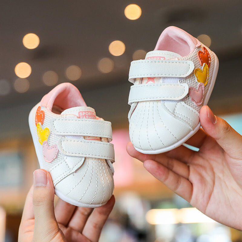 Pavasariniai ir rudeniniai kūdikių batai mažyliui Minkšto pado tinklinis neslystantis kvėpuojantis tinklinis kūdikių batai Velcro vaikiški balti batai