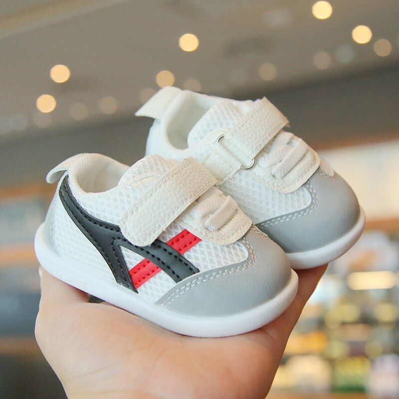 Pavasariniai ir rudeniniai kūdikių batai mažyliui Minkšto pado tinklinis neslystantis kvėpuojantis tinklinis kūdikių batai Velcro vaikiški balti batai