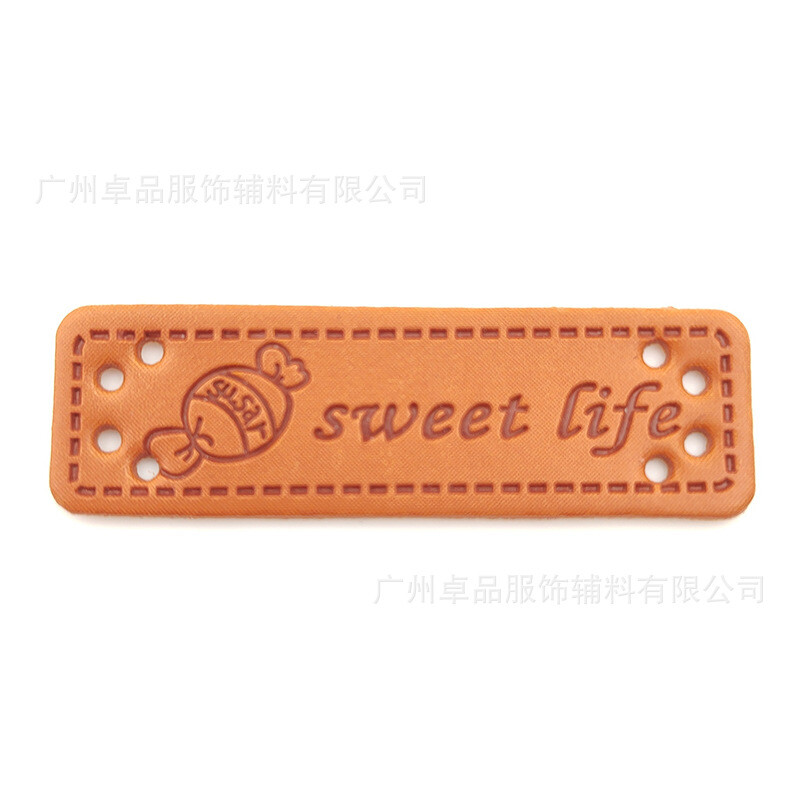 Tiesioginis gamyklos pardavimas PU rankų darbo odos etiketė Europos ir Amerikos stiliaus rankų darbo rankų darbo tuščia etiketė Odinių drabužių prekės ženklas