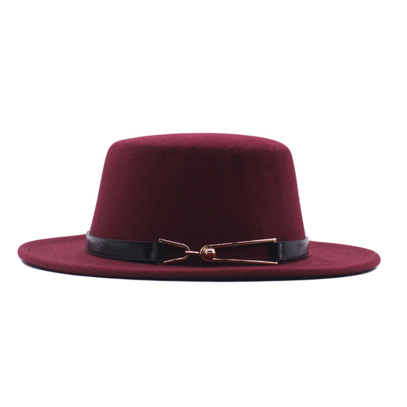 Nauja rudens ir žiemos britų vyriška skrybėlė plokščiu viršumi ir plokščiu krašteliu vilnonė kepurė Europietiško ir amerikietiško stiliaus madinga džiazo skrybėlė moteriška kepurė