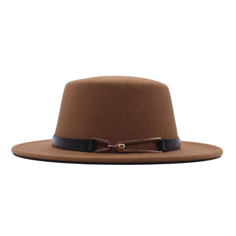 Nauja rudens ir žiemos britų vyriška skrybėlė plokščiu viršumi ir plokščiu krašteliu vilnonė kepurė Europietiško ir amerikietiško stiliaus madinga džiazo skrybėlė moteriška kepurė