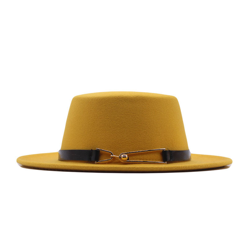 Nauja rudens ir žiemos britų vyriška skrybėlė plokščiu viršumi ir plokščiu krašteliu vilnonė kepurė Europietiško ir amerikietiško stiliaus madinga džiazo skrybėlė moteriška kepurė