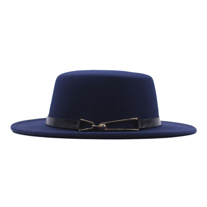 Nauja rudens ir žiemos britų vyriška skrybėlė plokščiu viršumi ir plokščiu krašteliu vilnonė kepurė Europietiško ir amerikietiško stiliaus madinga džiazo skrybėlė moteriška kepurė