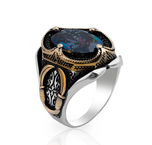 Europos ir Amerikos tarpvalstybiniai karštai parduodami gyvatės formos papuošalai, vingiuotas juodas plokščias brangakmenio žiedas, vyriškas retro rašto atviras žiedas