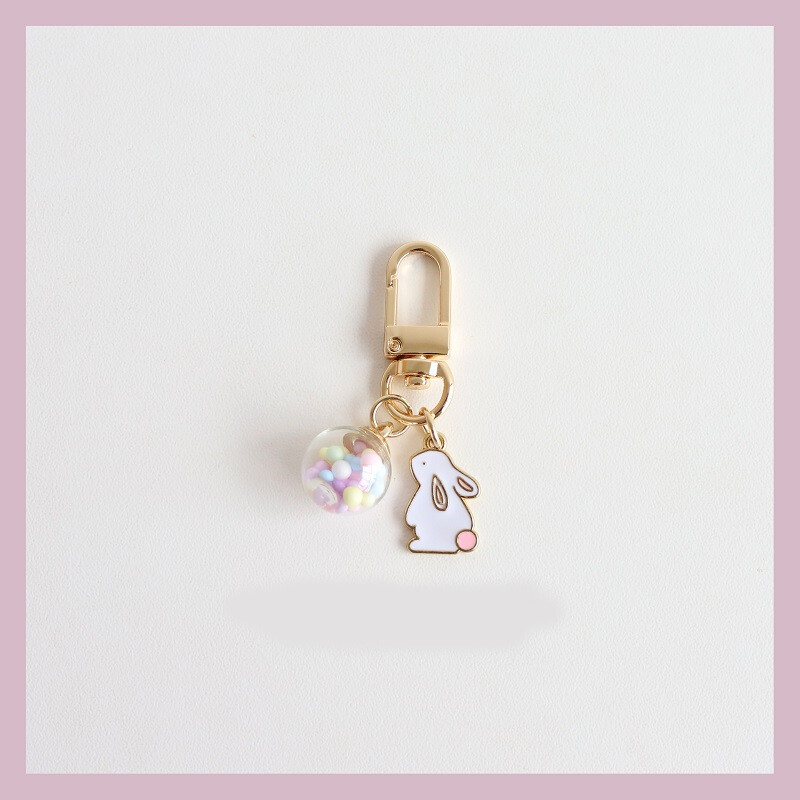 Mielas mergaitės zuikis, spalvotas stiklinis rutulinis pakabukas raktų pakabukas Airpods pakabuko krepšio priedai