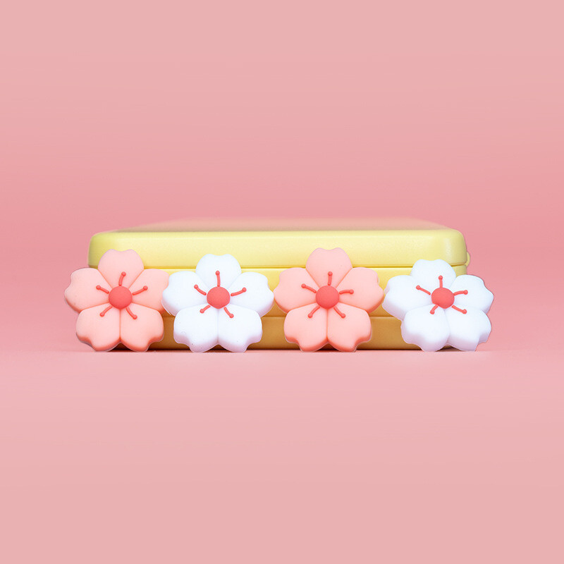 Nintendo Switch oled roktura kursorsviras vāciņš Kursorsviras vāciņa vāciņš rozā un balts silikona vāciņš īpašas formas ķiršu krāsa ns pogas vāciņš