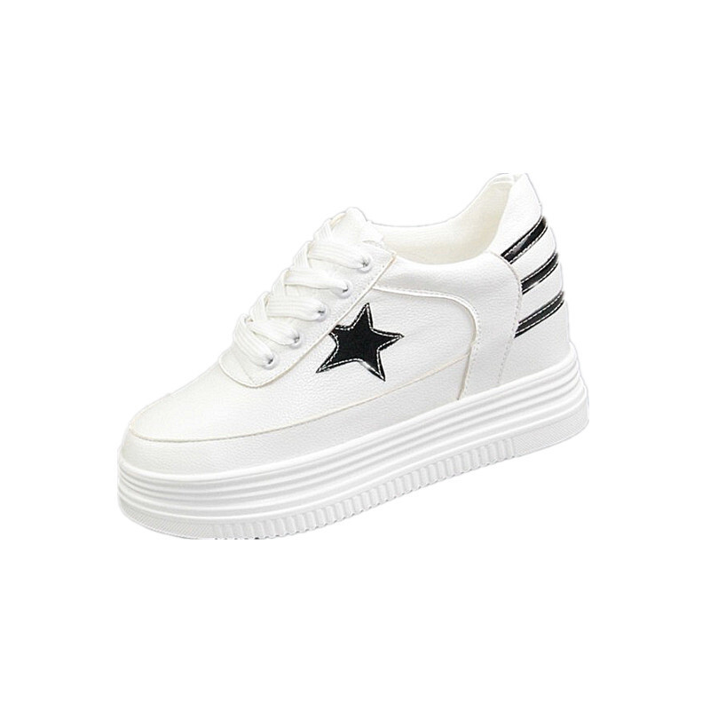 Малки бели обувки с невидимо увеличаване на височината жени 2024 пролет нови дамски обувки 8 см универсални единични обувки с дебел долен ток