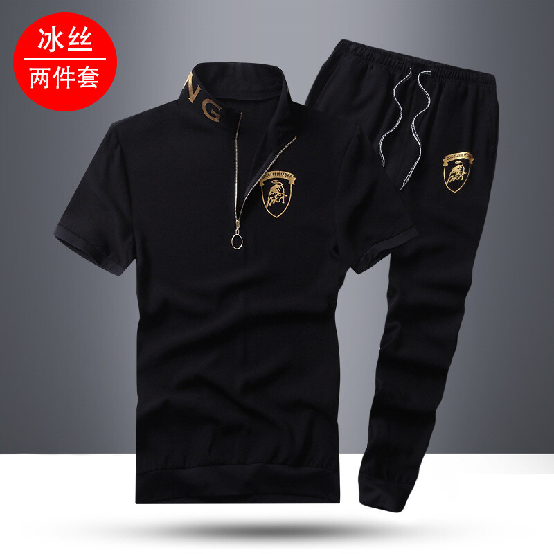  Фабрика Woodpecker летен хит спортен костюм в китайски стил ледена коприна костюм с къс ръкав мъжка тениска с къс ръкав бързосъхнещи дрехи