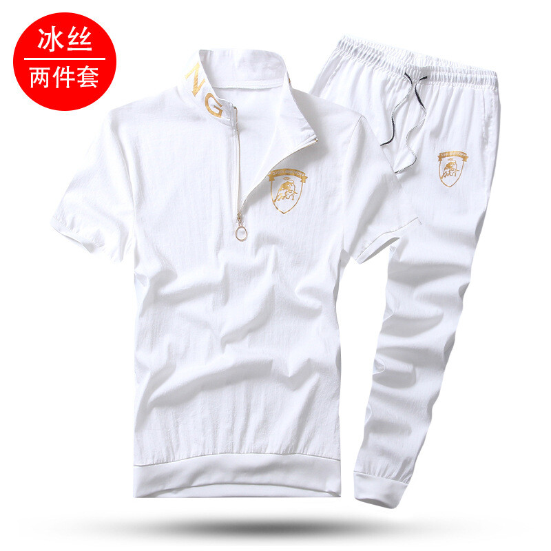  Фабрика Woodpecker летен хит спортен костюм в китайски стил ледена коприна костюм с къс ръкав мъжка тениска с къс ръкав бързосъхнещи дрехи