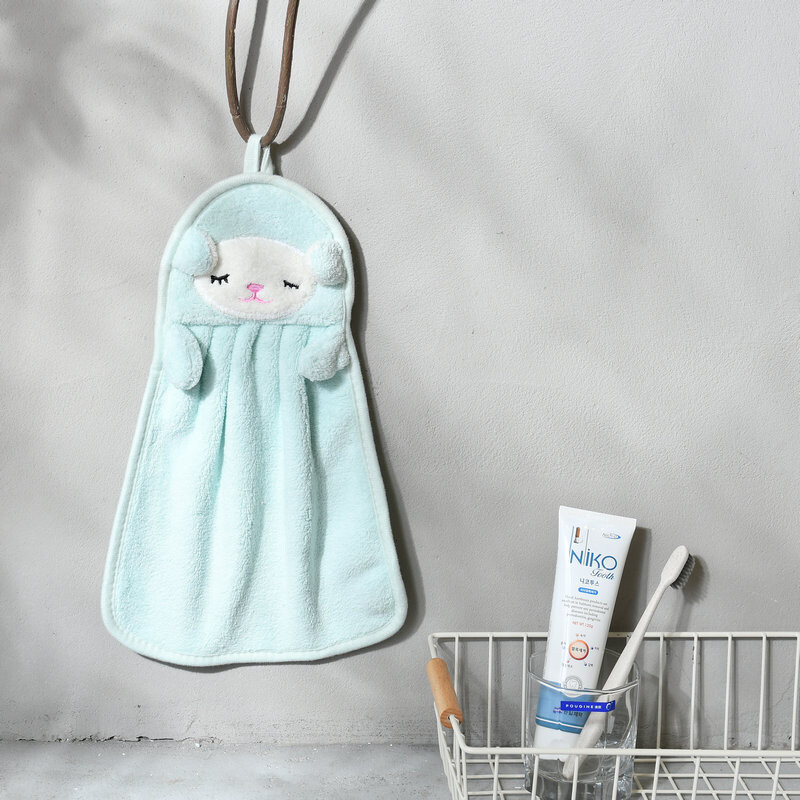 Закачаща се кърпа за ръце от коралов руно карикатура кърпа за ръце кухня баня абсорбираща кърпа парцал за ръце