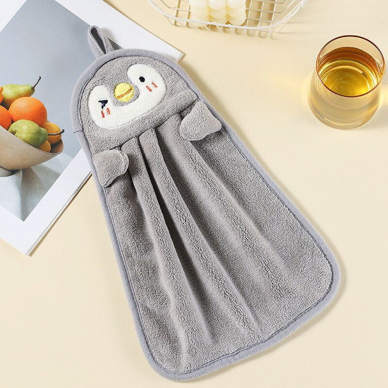 Закачаща се кърпа за ръце от коралов руно карикатура кърпа за ръце кухня баня абсорбираща кърпа парцал за ръце