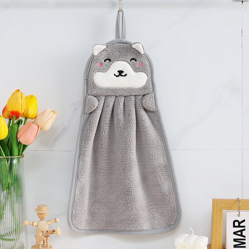 Закачаща се кърпа за ръце от коралов руно карикатура кърпа за ръце кухня баня абсорбираща кърпа парцал за ръце