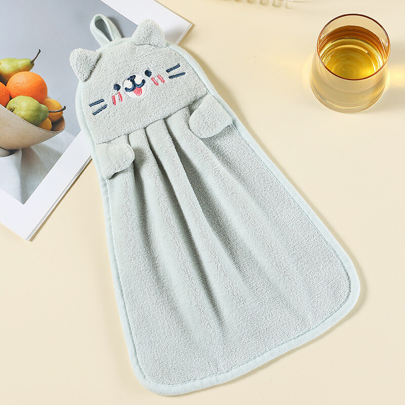 Закачаща се кърпа за ръце от коралов руно карикатура кърпа за ръце кухня баня абсорбираща кърпа парцал за ръце