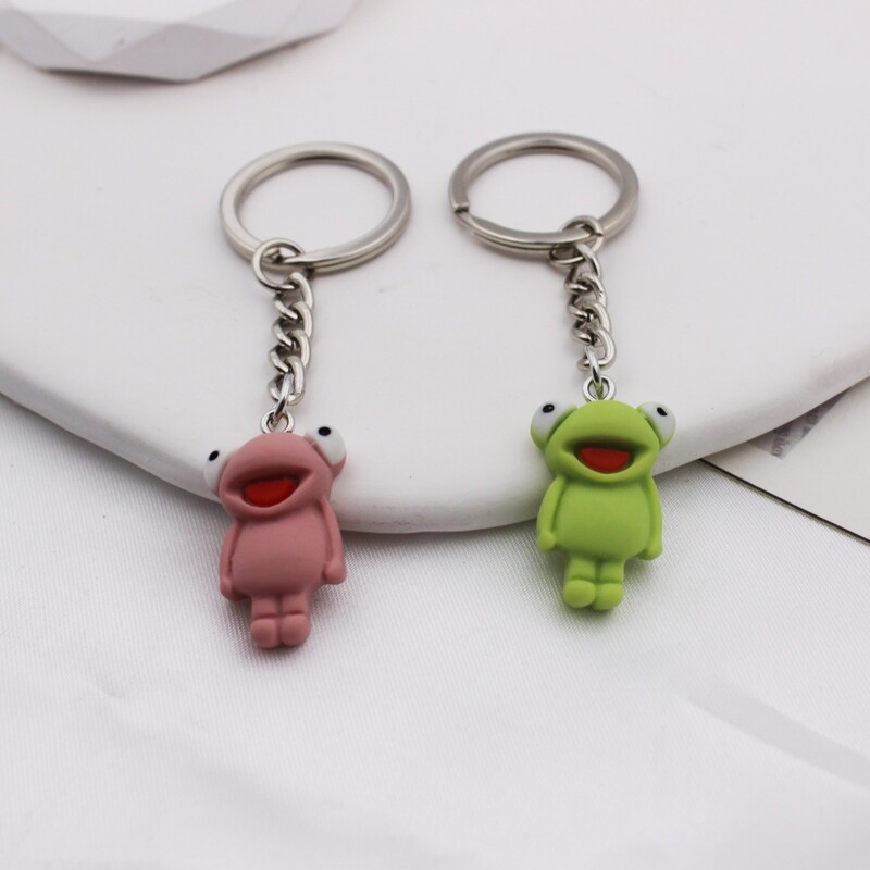 Карикатура сладка смола голяма уста жаба висулка ключодържател чанта орнаменти висулка ключ за кола малък подарък