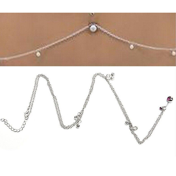 Популярни аксесоари за пиърсинг коремен танц, дълга галванизирана двойна диамантена катарама за пъпа верижка на талията , гореща разпродажба