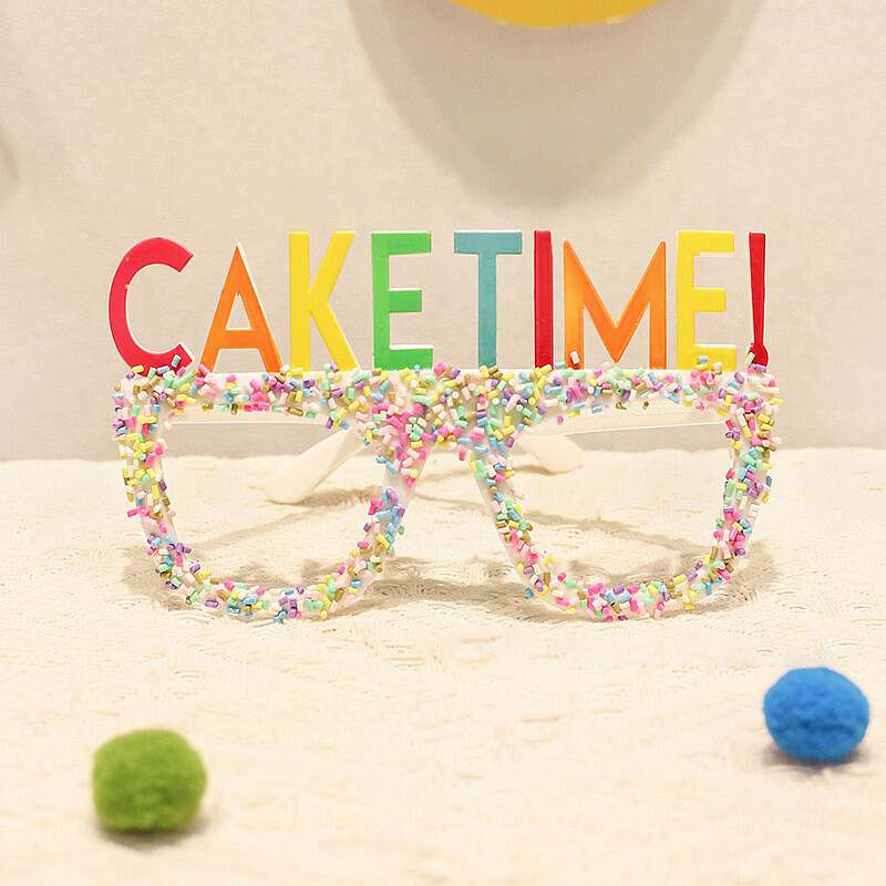 Tehase otsemüük, värviline tordiaeg, naljakad prillid, sünnipäevapeo fotorekvisiidid, CAKE TIME prillid