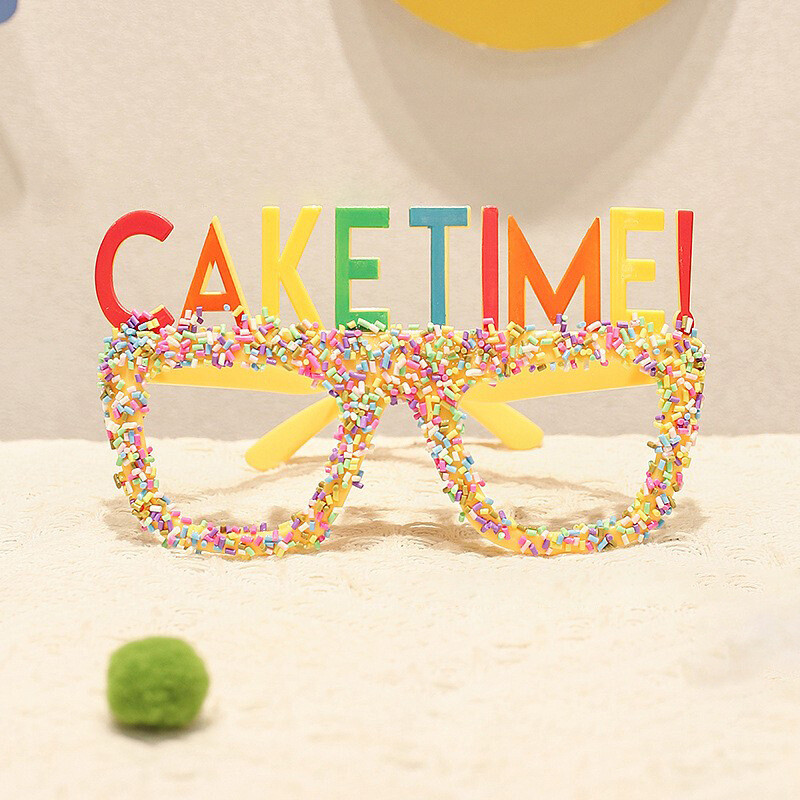Tehase otsemüük, värviline tordiaeg, naljakad prillid, sünnipäevapeo fotorekvisiidid, CAKE TIME prillid