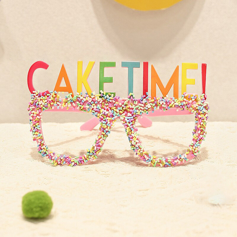Tehase otsemüük, värviline tordiaeg, naljakad prillid, sünnipäevapeo fotorekvisiidid, CAKE TIME prillid