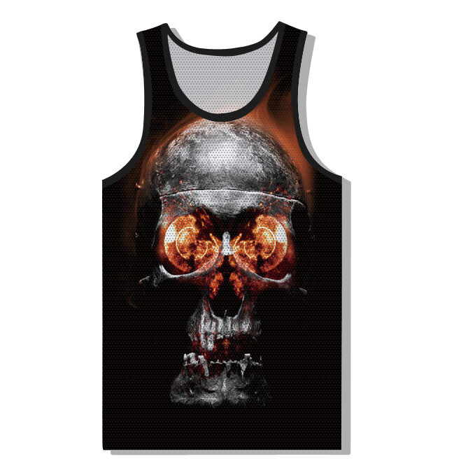 2020 m. pavasaris ir vasara nauja 3D raudonos ir mėlynos liepsnos suasmeninta kaukolė su šalmu vyriška laisvalaikio kaukolės liemenė