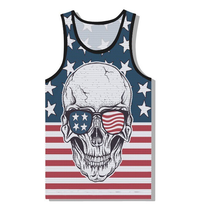 2020 m. pavasaris ir vasara nauja 3D raudonos ir mėlynos liepsnos suasmeninta kaukolė su šalmu vyriška laisvalaikio kaukolės liemenė