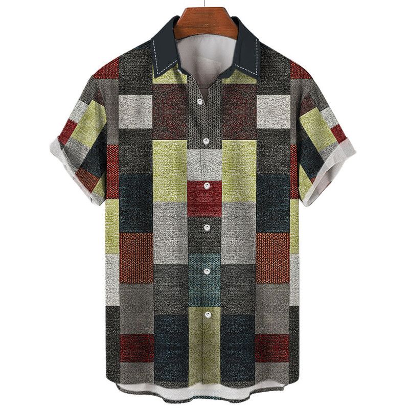 Европейска и американска независима станция Amazon проста мъжка лятна риза с къси ръкави с ревери с подходящ цвят, ежедневна лека ежедневна универсална