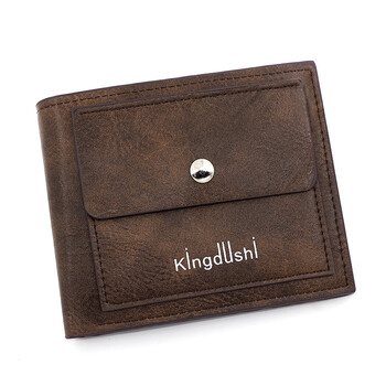 Kingdushi мъжки къс спортен портфейл моден ежедневен мъжки портфейл с цип с голям капацитет слот за много карти