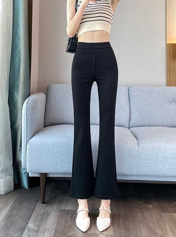Moteriškos kelnės su aukštu juosmeniu, 2025 m. Naujo stiliaus platėjančios moteriškos kelnės aukštu juosmeniu, moteriškos plonos kelnės, mažos kelnės