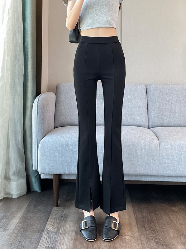 Moteriškos kelnės su aukštu juosmeniu, 2025 m. Naujo stiliaus platėjančios moteriškos kelnės aukštu juosmeniu, moteriškos plonos kelnės, mažos kelnės