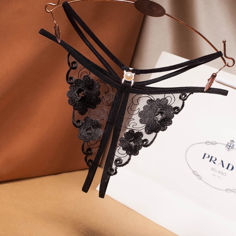 Prabangus apatinis trikotažas moteriškas apatinis trikotažas gėlėmis siuvinėti tuščiaviduriai permatomi tinkliniai dirželiai atviri tarpkojis laisvai nusiima pagunda žemas juosmuo 2237