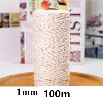 Balta medvilninė virvė didmeninė prekyba 1-10mm keturių siūlų pinta medvilninė virvė įvairių specifikacijų ir storių Dekoratyvinė pinta medvilninė virvė