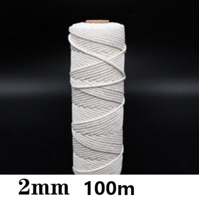 Balta medvilninė virvė didmeninė prekyba 1-10mm keturių siūlų pinta medvilninė virvė įvairių specifikacijų ir storių Dekoratyvinė pinta medvilninė virvė