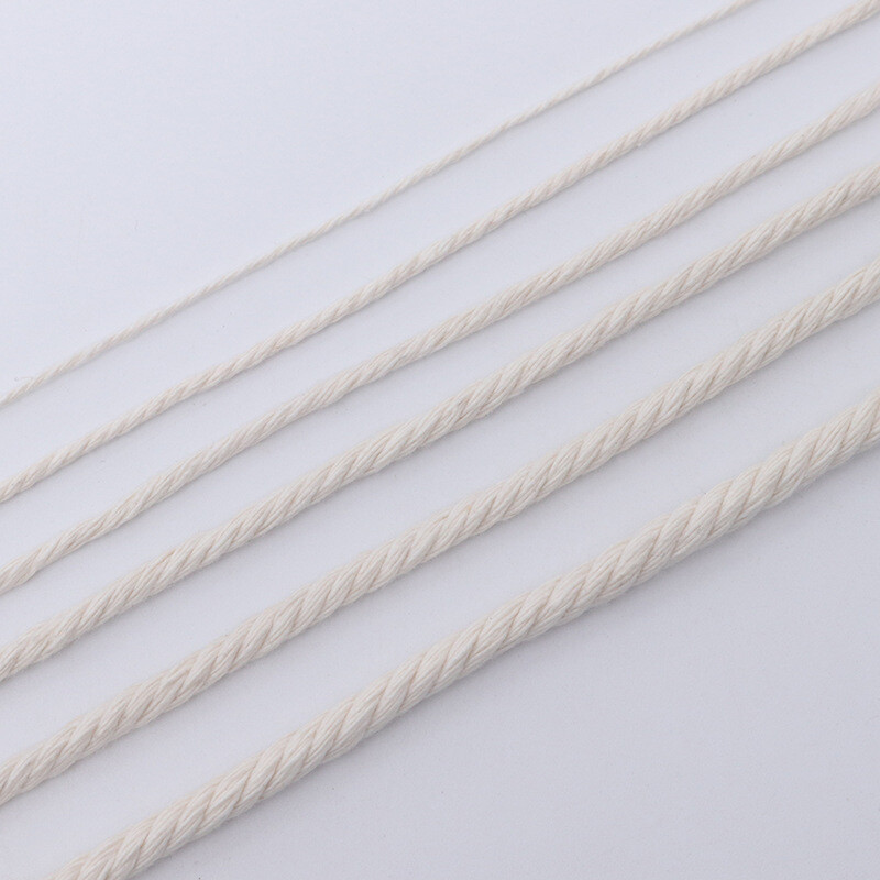 Balta medvilninė virvė didmeninė prekyba 1-10mm keturių siūlų pinta medvilninė virvė įvairių specifikacijų ir storių Dekoratyvinė pinta medvilninė virvė