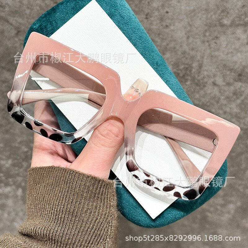 Трансгранични нови европейски и американски модерни личностни очила за четене с големи рамки, модни очила за четене с леопардов принт, съвпадащи по цвят против синя светлина, на едро