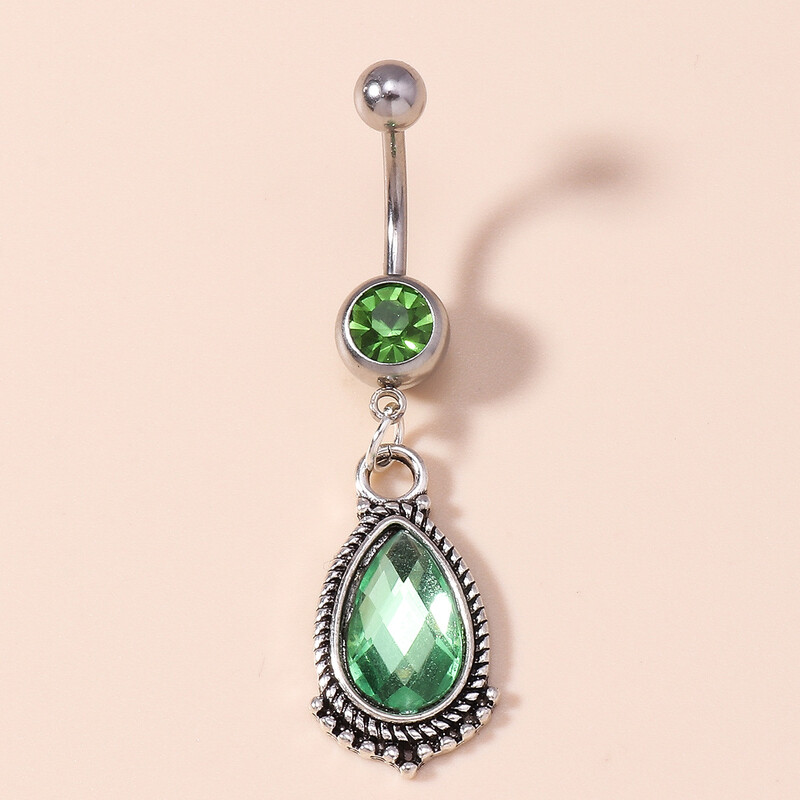 Европейски и американски трансгранични бижута INS висококачествен прозрачен воден капкообразен кристал със скъпоценен камък пирон за пъп секси пръстен за пъп