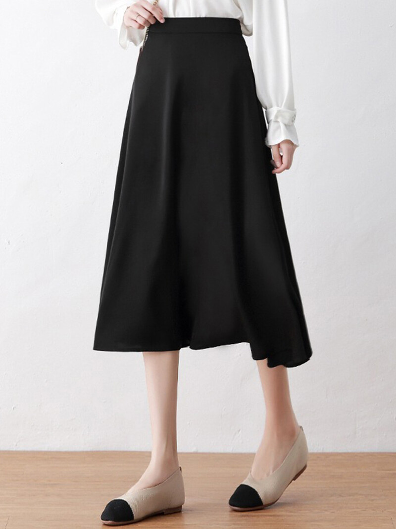 Голям размер пола от висок клас за жени през лятото тънка дебела MM покрива ханша и изглежда тънка професионална пола с драпирана а-силует пола пола тип чадър