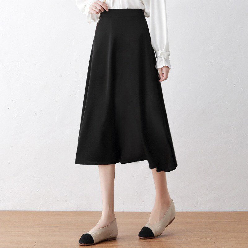 Голям размер пола от висок клас за жени през лятото тънка дебела MM покрива ханша и изглежда тънка професионална пола с драпирана а-силует пола пола тип чадър