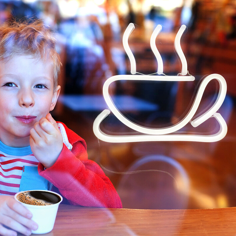 kavos puodelis neoninis ženklas Kavos puodelis neoninis ženklas logotipas šviečiantis reklaminio skydo dekoravimas