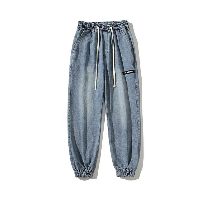 Jambiere de marcă în stil Hong Kong Blugi bărbați de vară la modă brand ins moda universală pentru adolescenți pantaloni largi în nouă puncte mărime mare