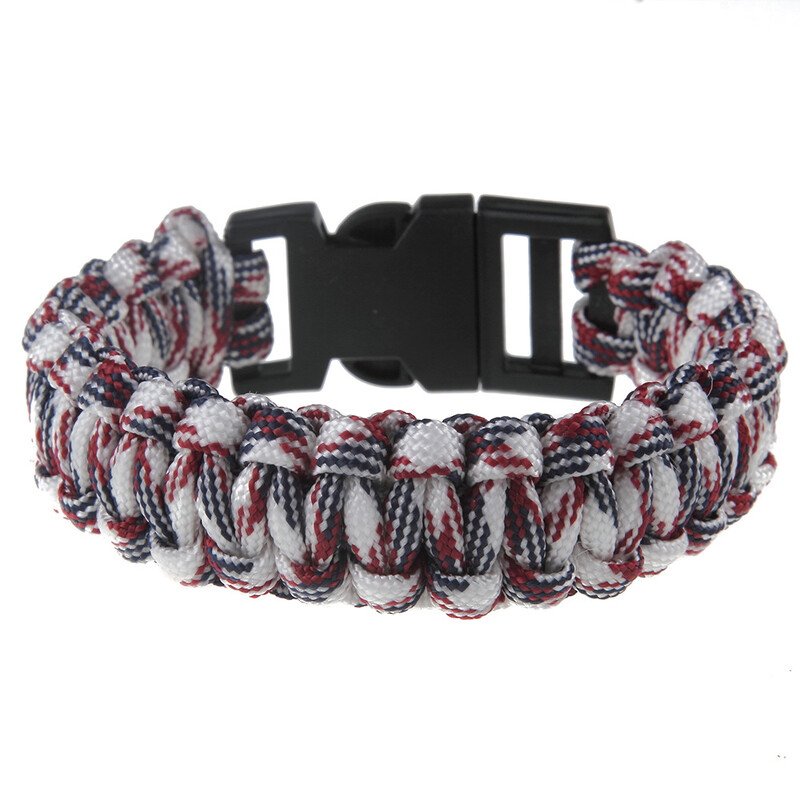 горещо продавани аксесоари за спорт на открито персонализирано цветно въже плетена пластмасова катарама гривна спасителен чадър въже бижута