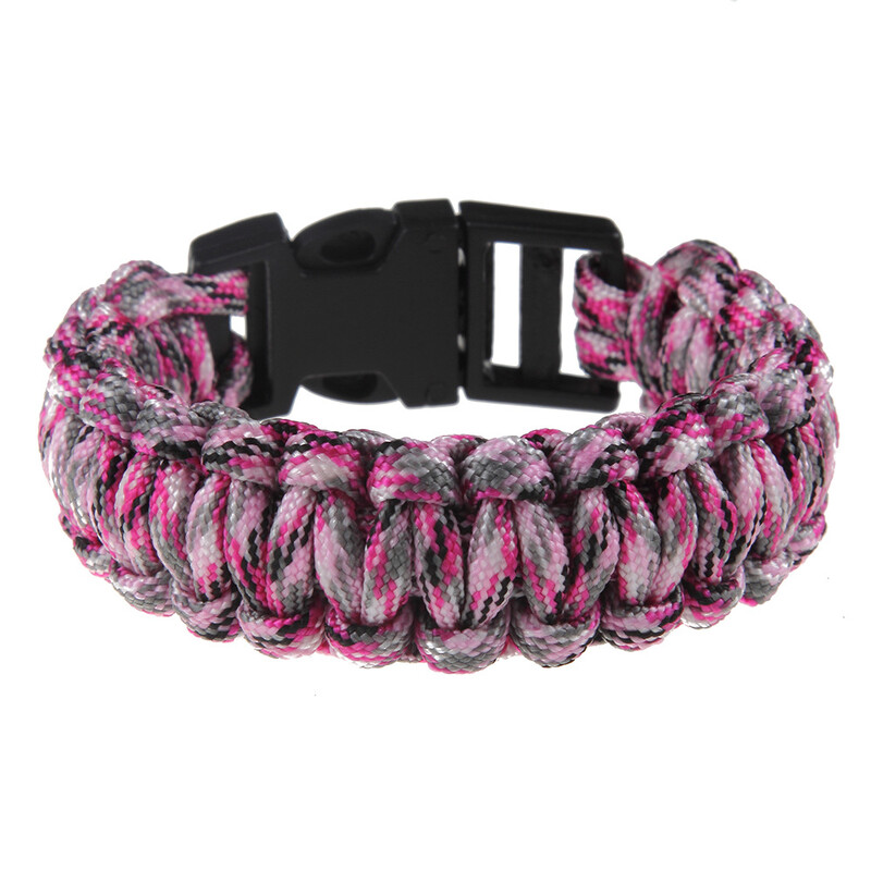 горещо продавани аксесоари за спорт на открито персонализирано цветно въже плетена пластмасова катарама гривна спасителен чадър въже бижута