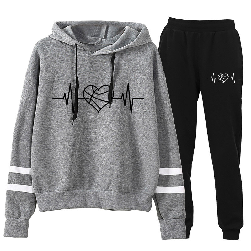 Tarpvalstybinė užsienio prekyba Europos ir Amerikos elektrokardiograma krepšinio širdele margintas megztinis dvigubas dryžuotas europietiško dydžio rudens ir žiemos kostiumas sportinės kelnės