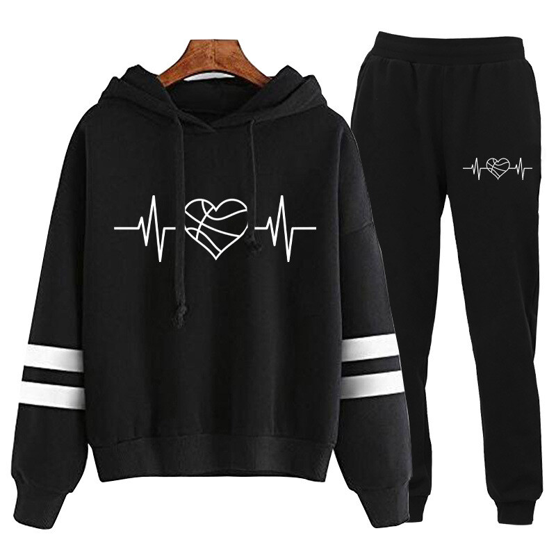 Tarpvalstybinė užsienio prekyba Europos ir Amerikos elektrokardiograma krepšinio širdele margintas megztinis dvigubas dryžuotas europietiško dydžio rudens ir žiemos kostiumas sportinės kelnės