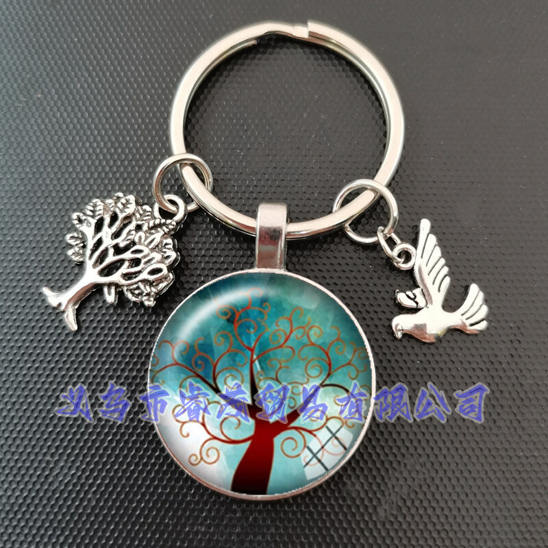 Трансграничен нов продукт дървото на живота време скъпоценен камък ключодържател дървото на живота висулка ключодържател на едро
